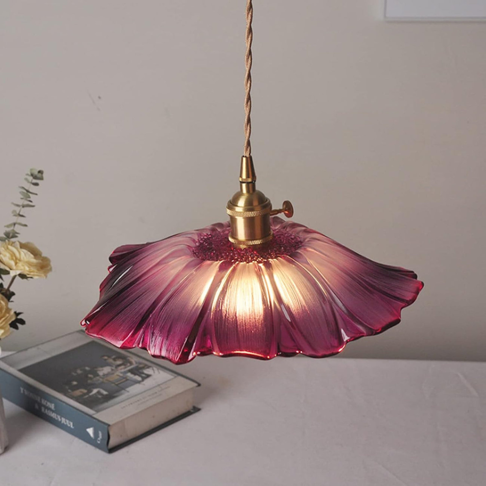 Retro Flower Glass Pendant Light