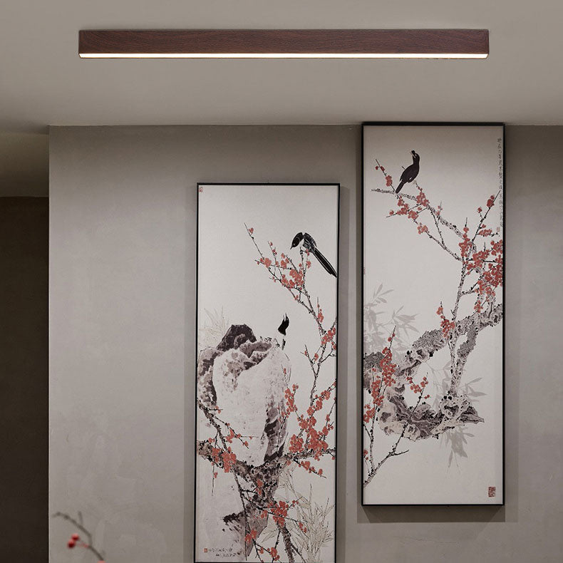 Modern Minimalist Wood LED Strips Flush Mount Ceiling Light
