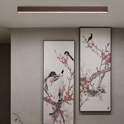 Modern Minimalist Wood LED Strips Flush Mount Ceiling Light