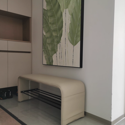 Modern Simplicity Rectangular Shoe Shelf Bench Storage for Entryway