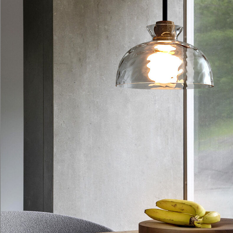 Nordic Clear Rippled Glass Shaded Pendant Light