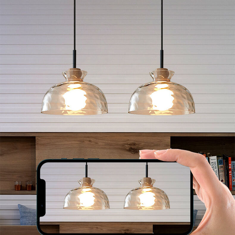 Nordic Clear Rippled Glass Shaded Pendant Light