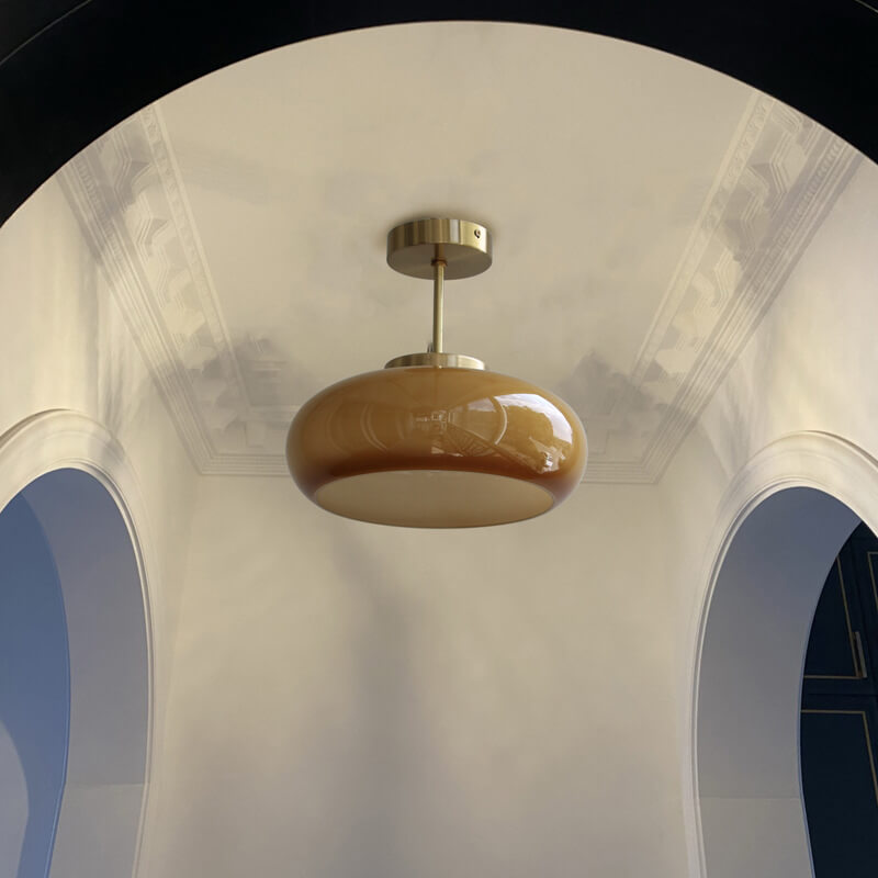 Vintage Minimalist Semi Flush Glass Globe Pendant Light