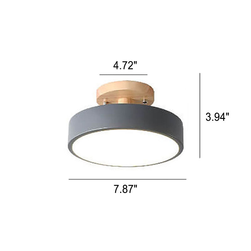 Semi Flush Nordic LED Ceiling Light Round Wooden