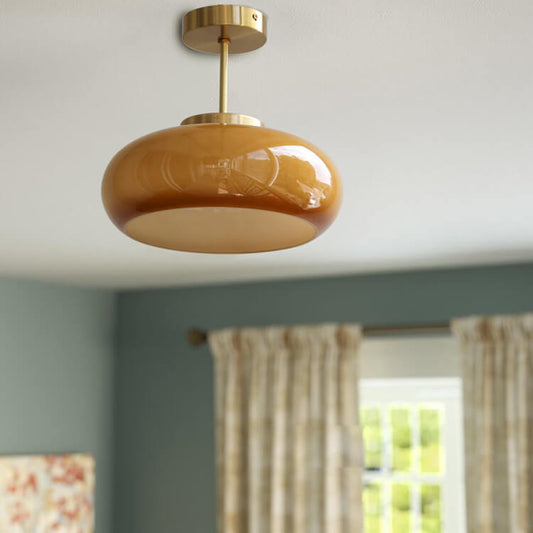 Vintage Minimalist Semi Flush Glass Globe Pendant Light