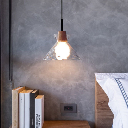Nordic Clear Rippled Glass Shaded Pendant Light