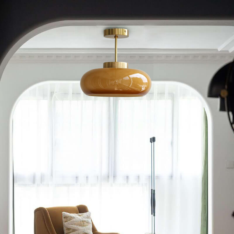 Vintage Minimalist Semi Flush Glass Globe Pendant Light