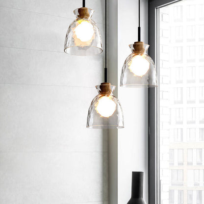 Nordic Clear Rippled Glass Shaded Pendant Light