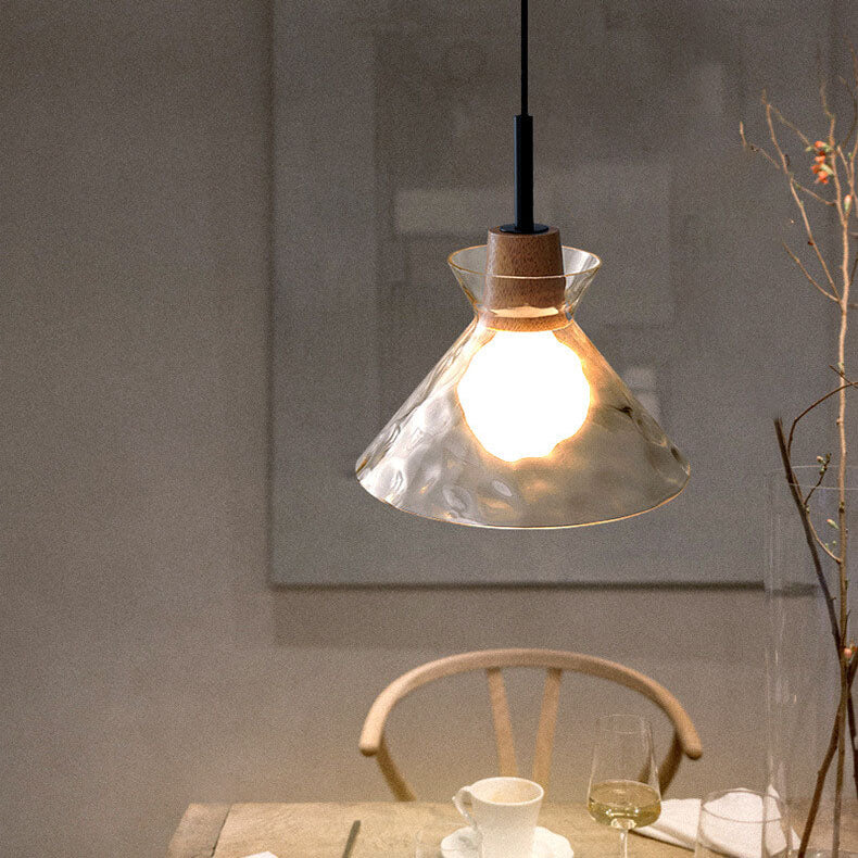 Nordic Clear Rippled Glass Shaded Pendant Light