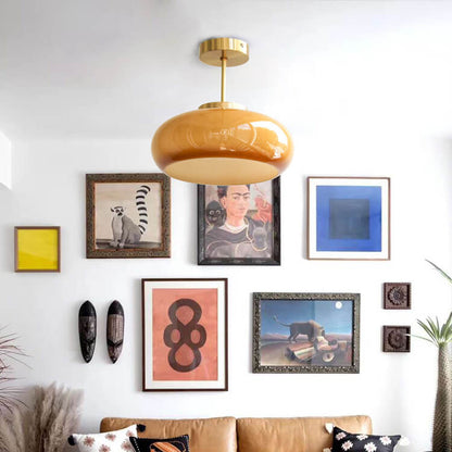 Vintage Minimalist Semi Flush Glass Globe Pendant Light