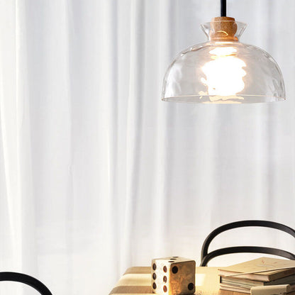 Nordic Clear Rippled Glass Shaded Pendant Light