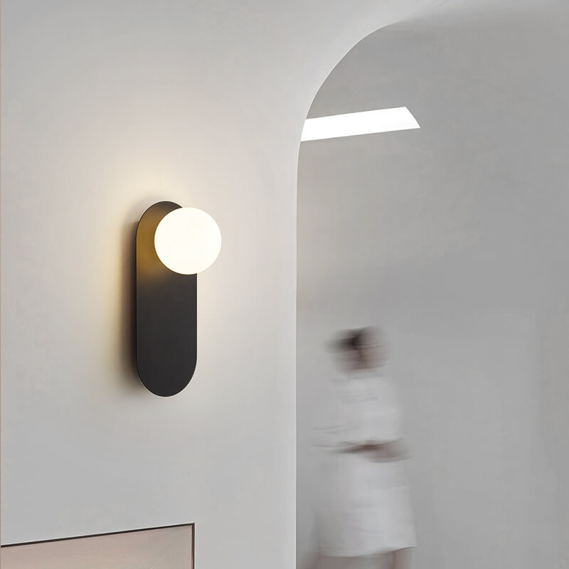 Nordic Minimalist Globe Wall Sconce | Oval Backplate