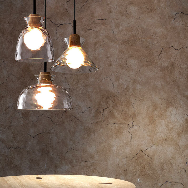 Nordic Clear Rippled Glass Shaded Pendant Light