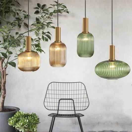 Minimalist Striped Glass Pendant Light