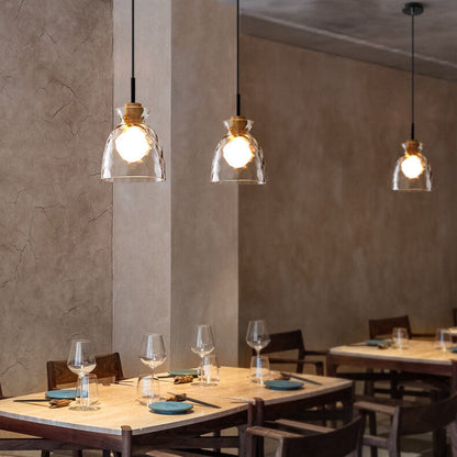 Nordic Clear Rippled Glass Shaded Pendant Light
