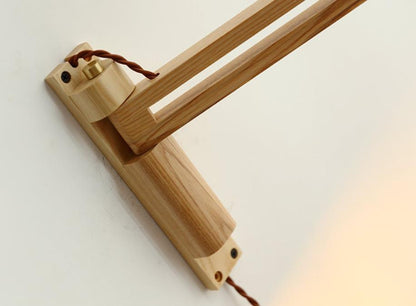 Nordic Striped Glass Walnut Retractable Wall Sconce Lamp