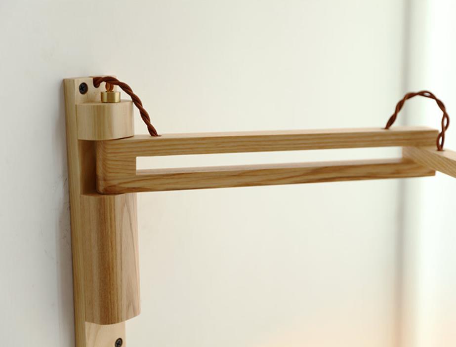 Nordic Striped Glass Walnut Retractable Wall Sconce Lamp