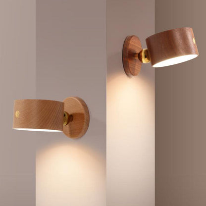 Wooden USB Touch LED Night Light Wall Sconce Lamp