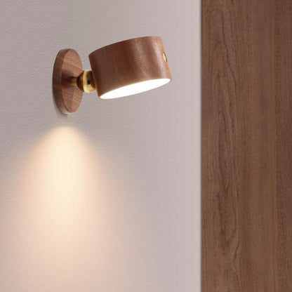 Wooden USB Touch LED Night Light Wall Sconce Lamp