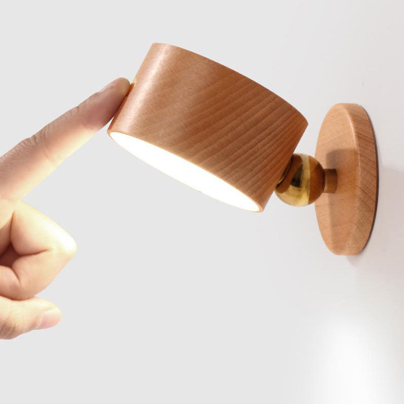 Wooden USB Touch LED Night Light Wall Sconce Lamp