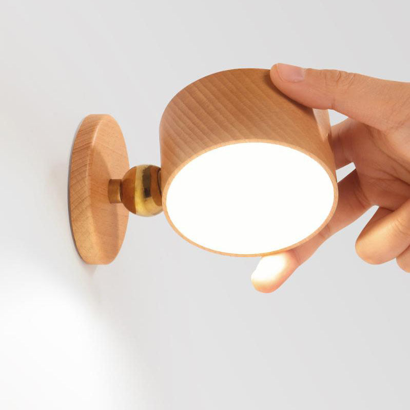 Wooden USB Touch LED Night Light Wall Sconce Lamp