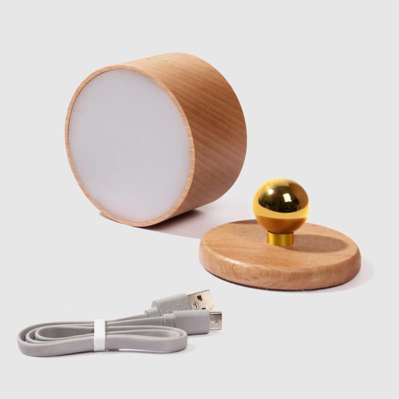 Wooden USB Touch LED Night Light Wall Sconce Lamp