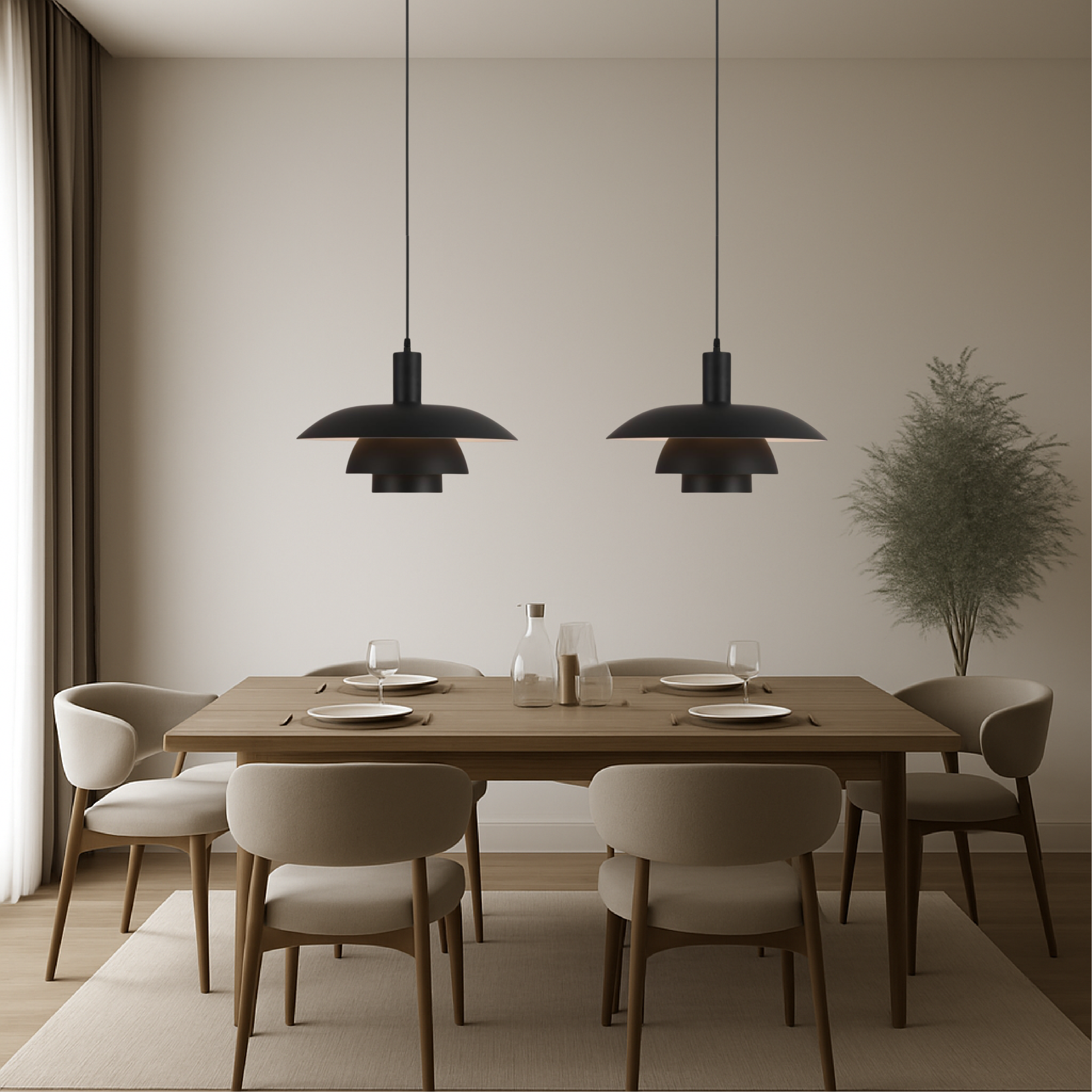 Pendant Light | Scandinavian Layered Shade For Dining Table Kitchen Island Living Room