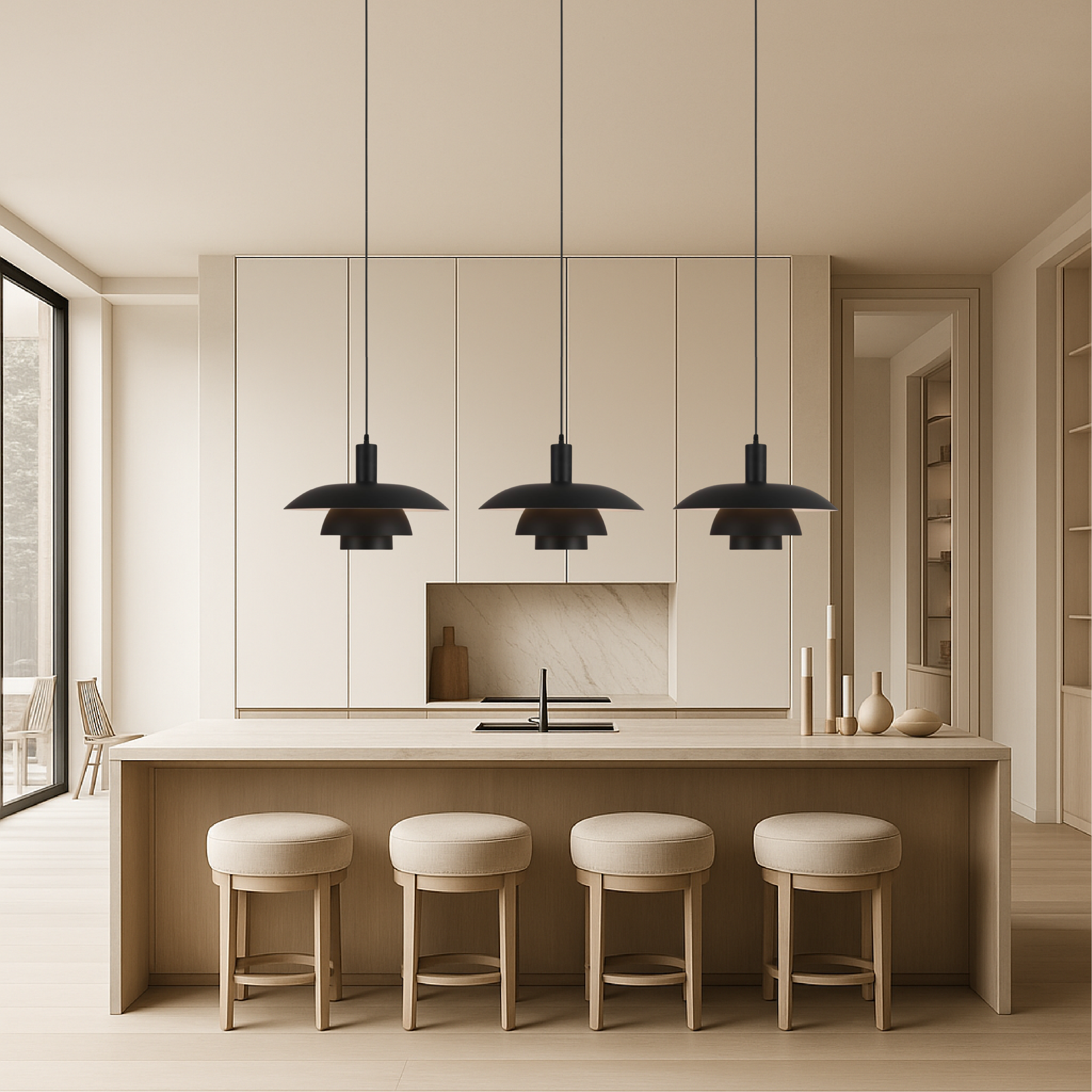 Pendant Light | Scandinavian Layered Shade For Dining Table Kitchen Island Living Room