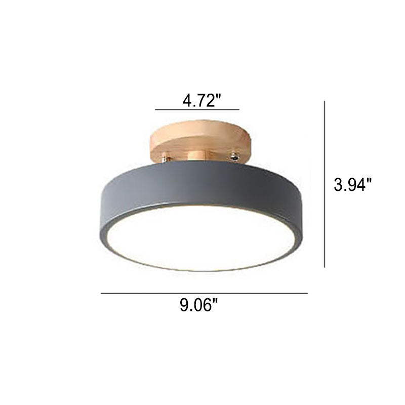 Semi Flush Nordic LED Ceiling Light Round Wooden