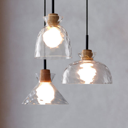 Nordic Clear Rippled Glass Shaded Pendant Light
