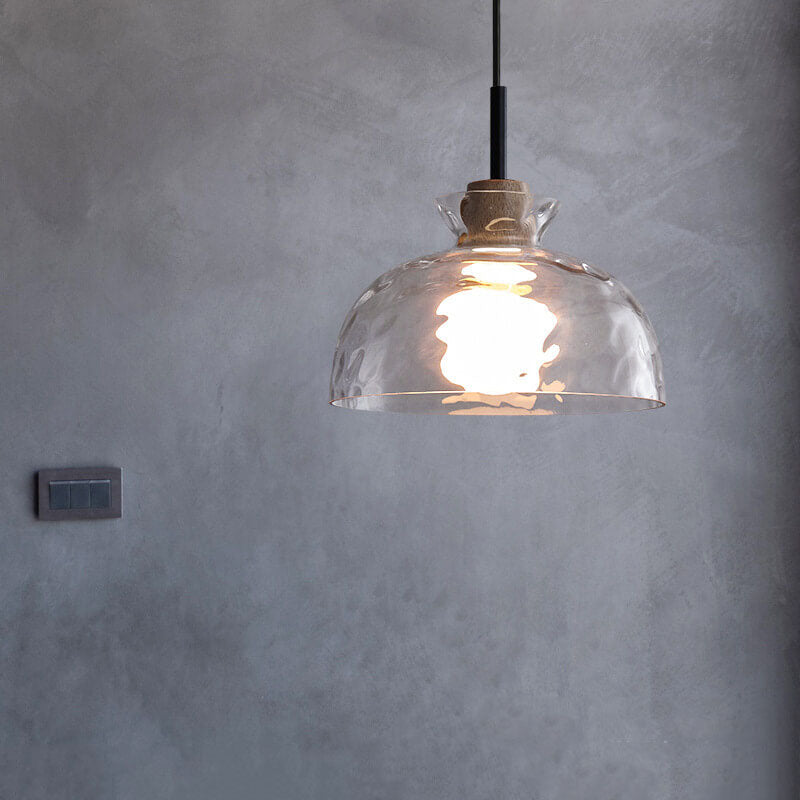 Nordic Clear Rippled Glass Shaded Pendant Light