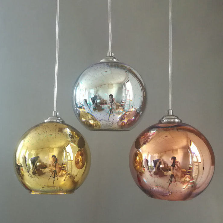 Modern Spherical Pendant Light | 3D Fireworks Glass Shade