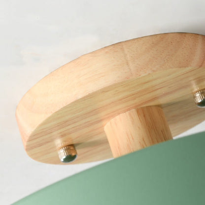 Semi Flush Nordic LED Ceiling Light Round Wooden