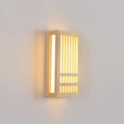 Simple Wood Rectangular Japanese Wall Sconce Lamp