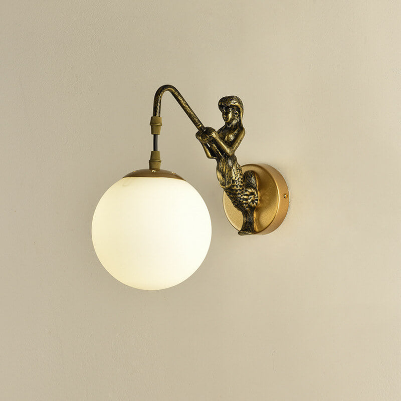 Vintage Globe Wall Sconce | Mermaid Glass