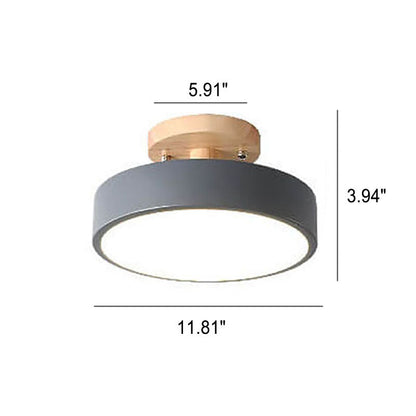 Semi Flush Nordic LED Ceiling Light Round Wooden