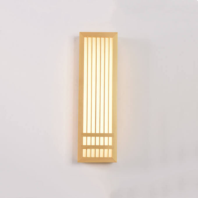 Simple Wood Rectangular Japanese Wall Sconce Lamp