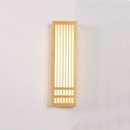 Simple Wood Rectangular Japanese Wall Sconce Lamp