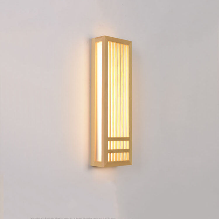 Simple Wood Rectangular Japanese Wall Sconce Lamp