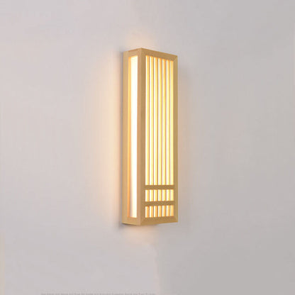 Simple Wood Rectangular Japanese Wall Sconce Lamp