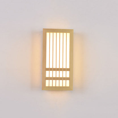 Simple Wood Rectangular Japanese Wall Sconce Lamp