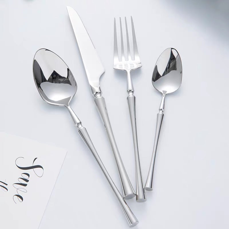 Modern 24 Piece Cutlery Set | Knives Forks Spoons Teaspoons For 6 Flatware Set