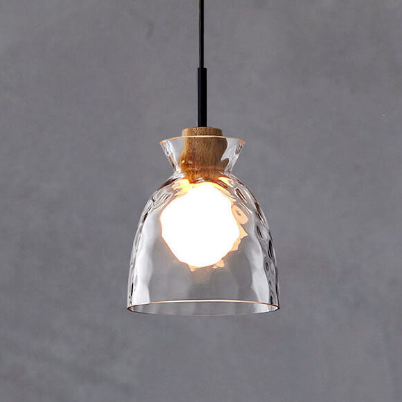 Nordic Clear Rippled Glass Shaded Pendant Light
