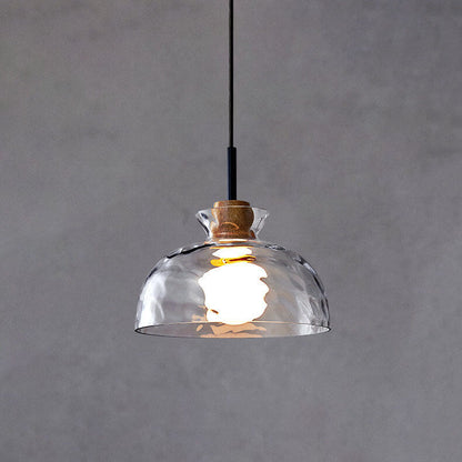 Nordic Clear Rippled Glass Shaded Pendant Light