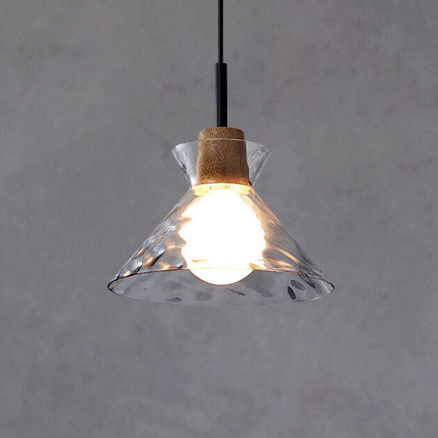 Nordic Clear Rippled Glass Shaded Pendant Light