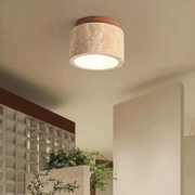Japandi Ceiling Light | Compact Cylinder Flush Mount