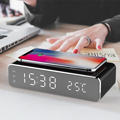 Digital Alarm Clock With Wireless Charging | Bedside Large Display