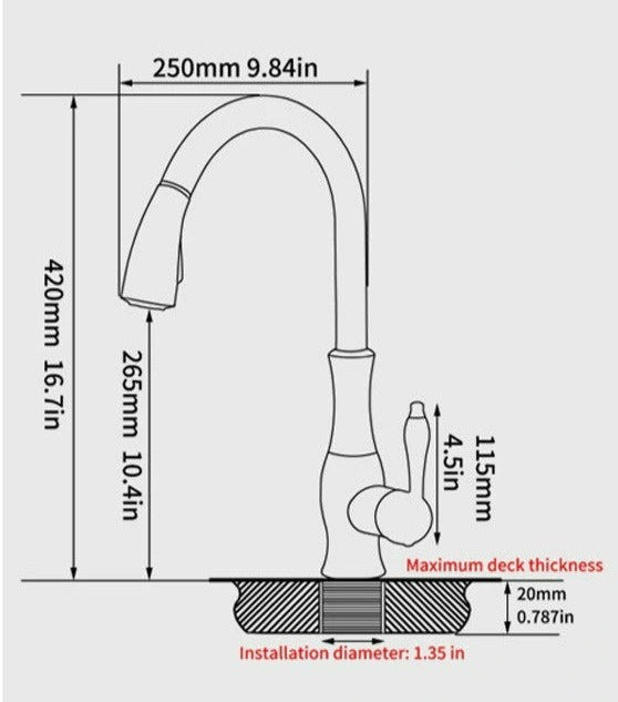 Kitchen Sink Mixer Tap With Pull-Out Spray | Single Lever High Arc
