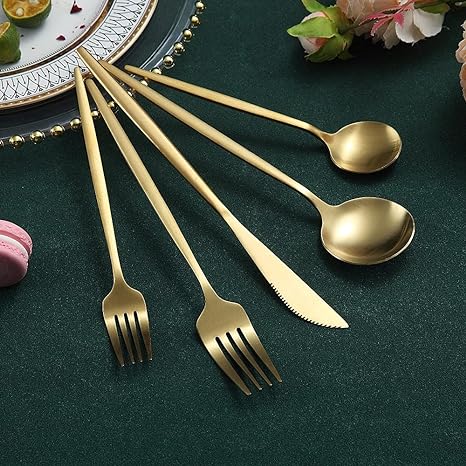 Modern Flatware Set | Sleek Metal Tableware Utensils