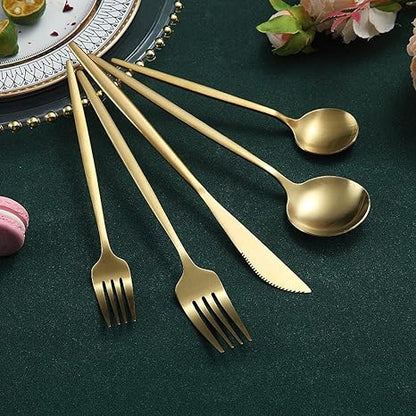 Modern Flatware Set | Sleek Metal Tableware Utensils